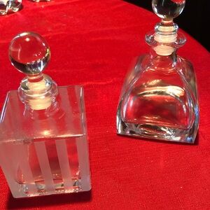 Vintage glass perfume decanters with stoppers